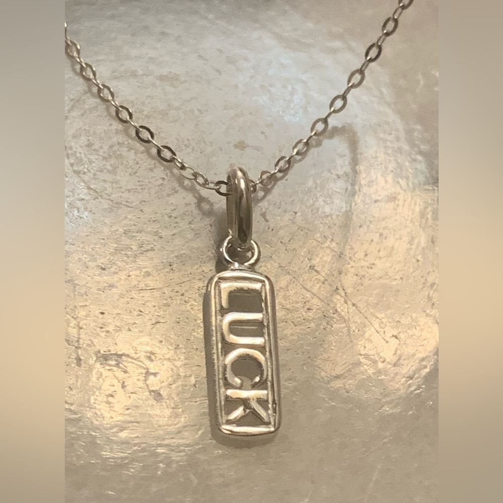Sterling Silver .925  'Luck' Pendant Necklace 18”